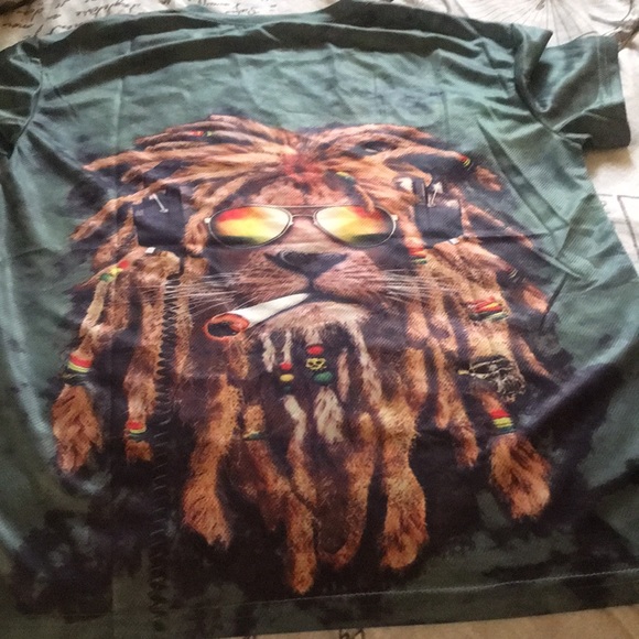 Graphics Jamaican Lion W/ Dreadlocks Streetwear Graffiti Print T-shirt 💯 Cotton - Picture 6 of 6